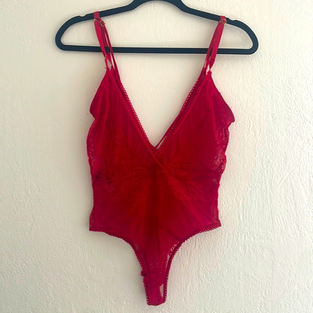 Oh La La Cheri Brand Teddy, Red Lace, Size Medium